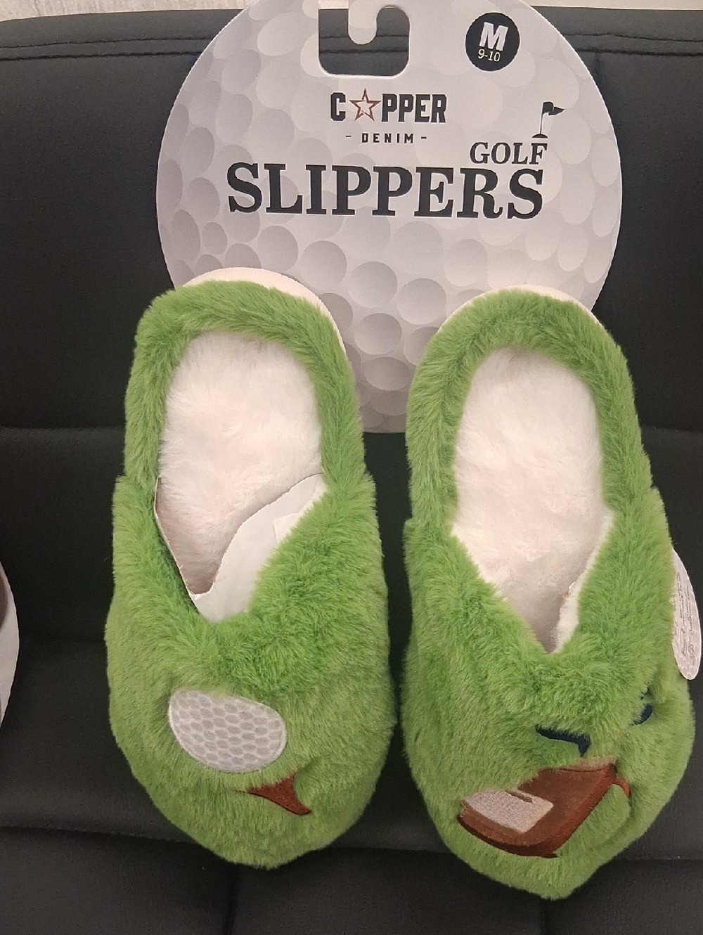 Copper Denim Green Golf Slippers Size 9-10 U